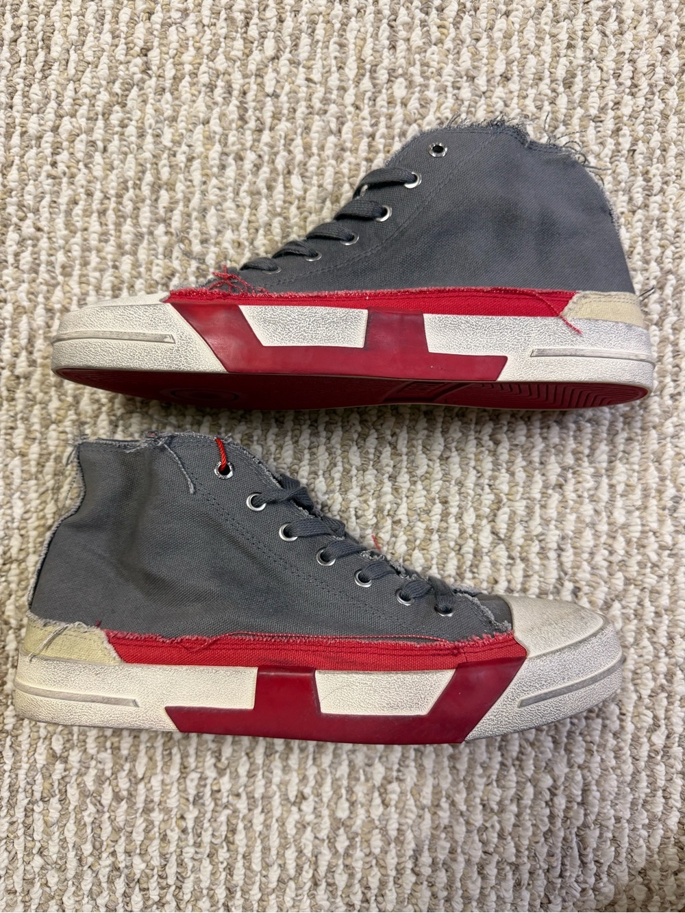 Diesel Men’s S-D-Verse Distressed Canvas High Tops - Gray